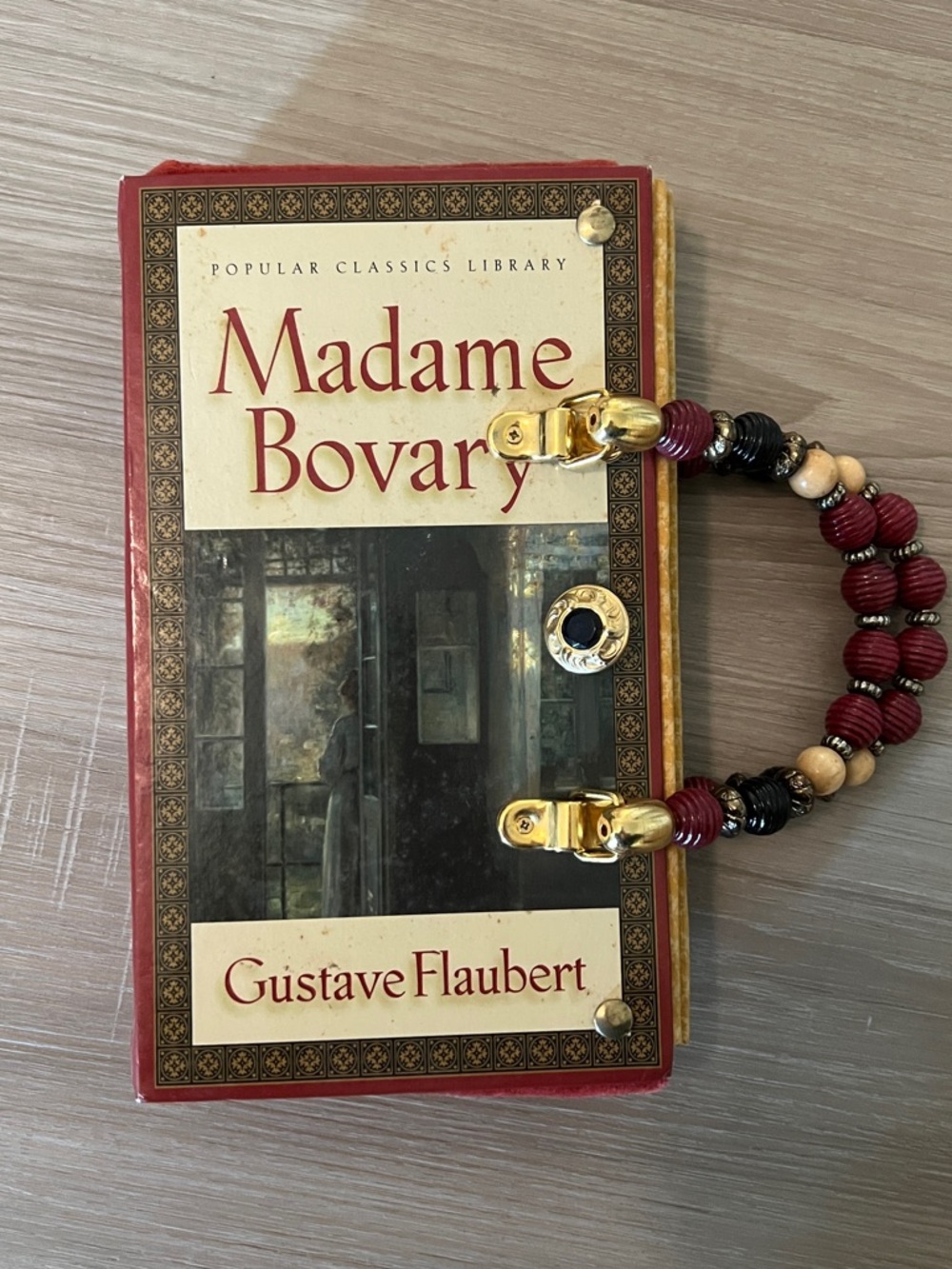 Vintage Purse Madame Bovary book cover. Sophisticated and unique. Beaded handle
